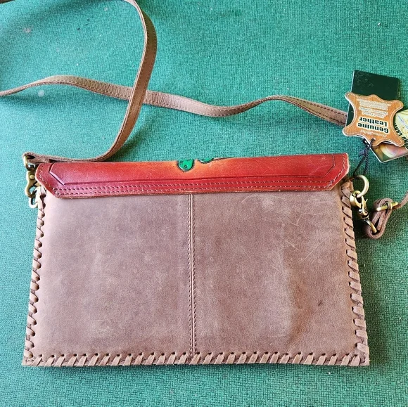 American Darling Painted Tool Leather Purse Painted Cactus and Sunflower